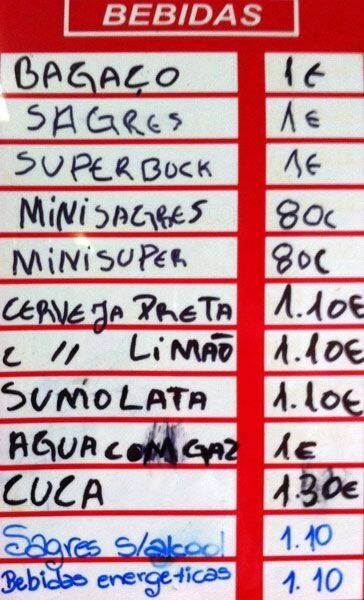 Os Gonçalvinhos menu