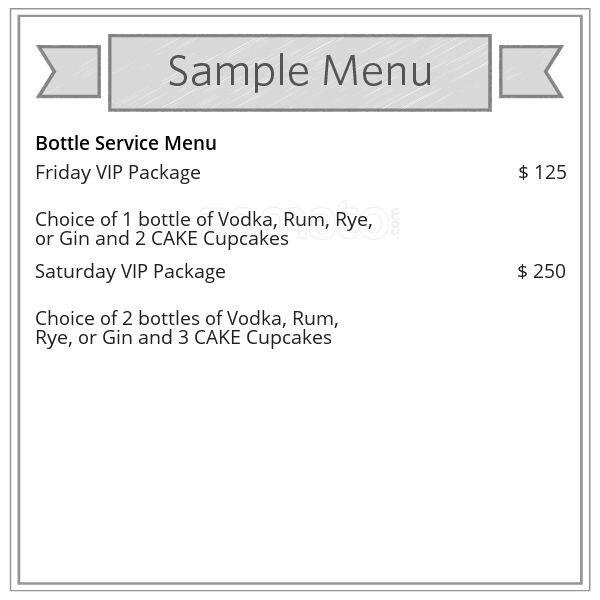 Menu at Cake Bar & Toronto