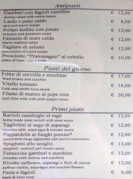 Menu di Gargantua 