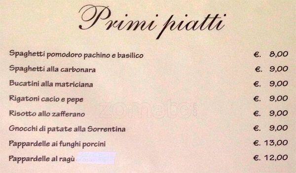 Menu di Cinecitta Milan 