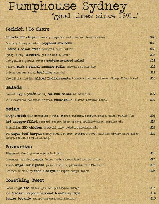 Pumphouse Novotel Rockford Menu Urbanspoon/Zomato