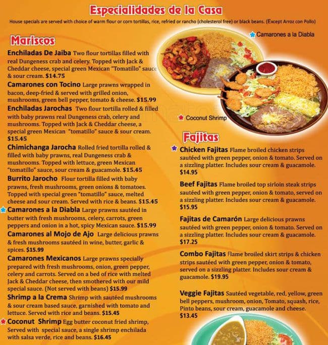 Menu at Los Potrillos Mexican Restaurant, Camas