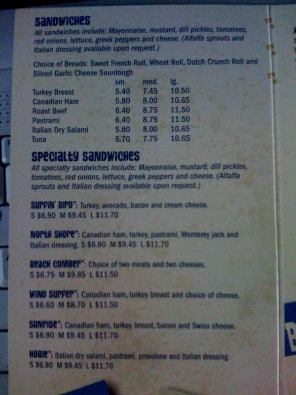 Beach Hut Deli Menu Menu For Beach Hut Deli North Natomas