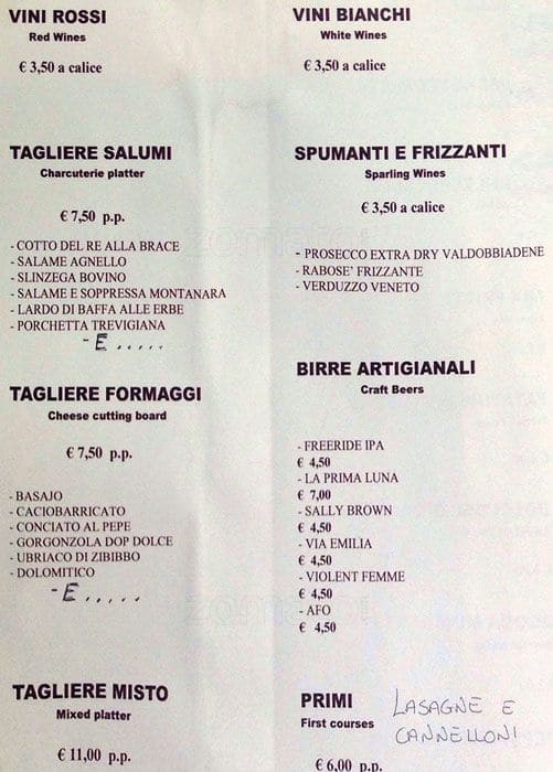 Menu di Vinoteca Marconi 