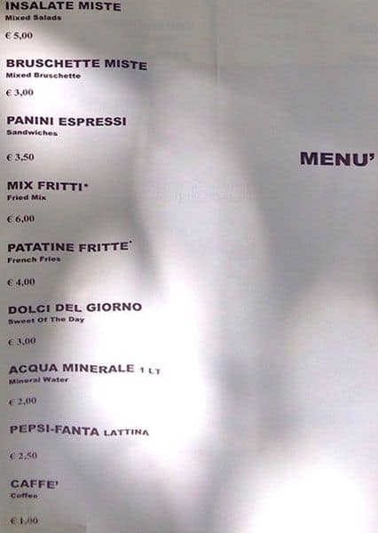 Menu di Vinoteca Marconi 