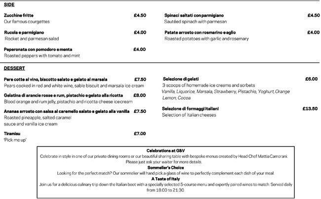 Cucina menu