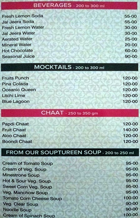 Excite Bite Restaurant menu
