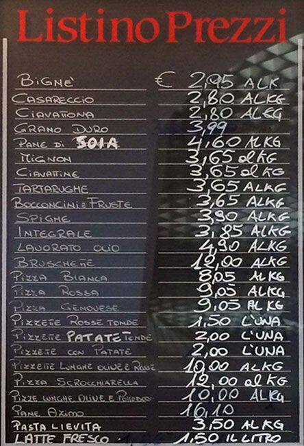 Menu di Panificio Palma 