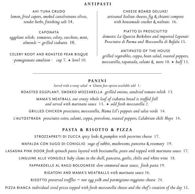Pink Door Menu Menu For Pink Door Downtown Seattle