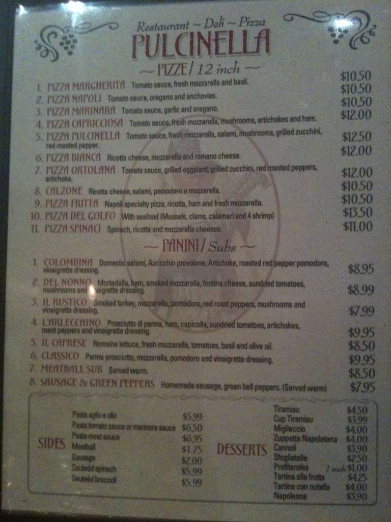 Pulcinella Menu, Menu for Pulcinella, Kempsville, Hampton Roads