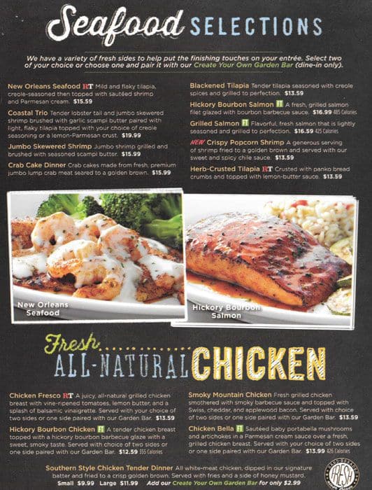 Menu at Ruby Tuesday restaurant, Charlotte, Red Oak Blvd
