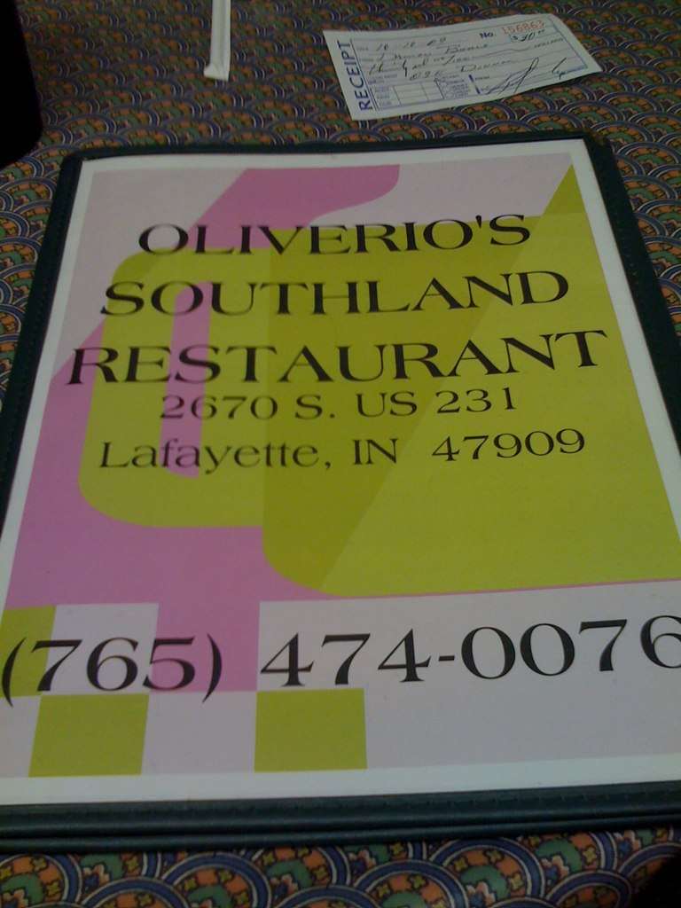 Oliverio's Southland Restaurant Menu Urbanspoon/Zomato