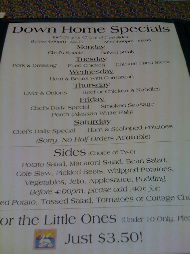 Menu at Oliverio's Southland Restaurant, Lafayette, Old U.S. 231