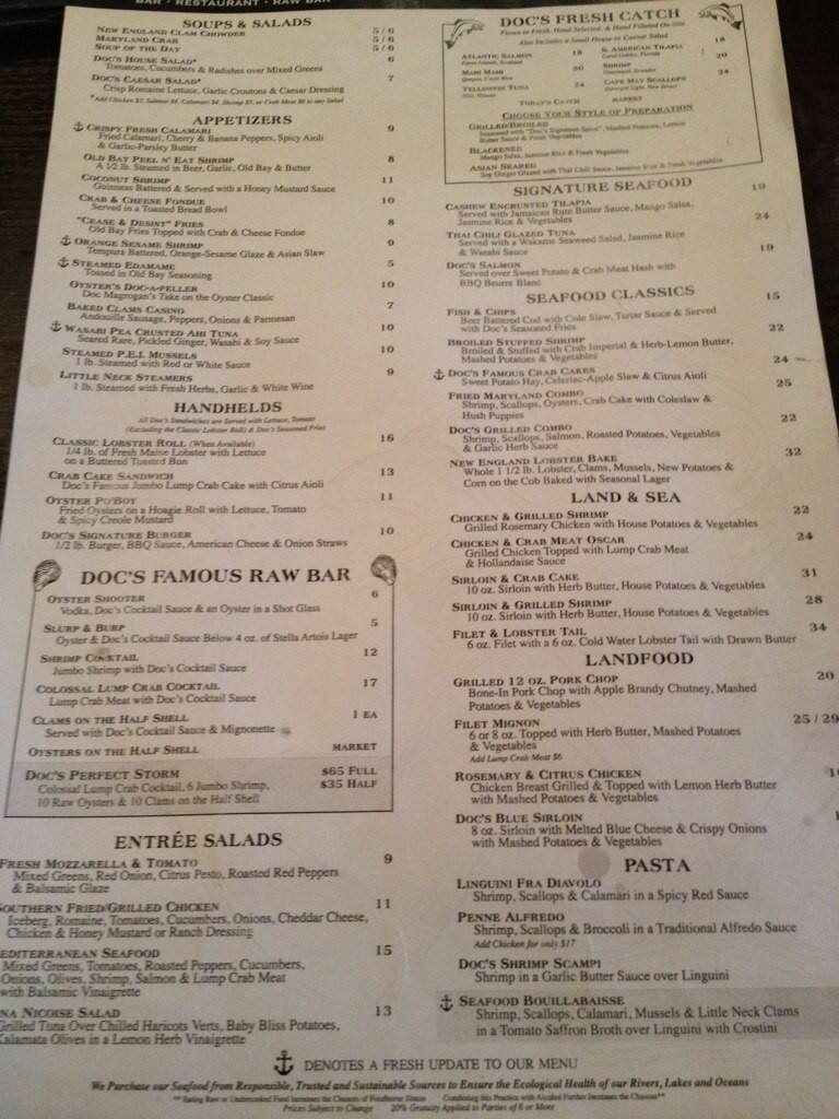 Doc Magrogan's Oyster House Menu Urbanspoon/Zomato