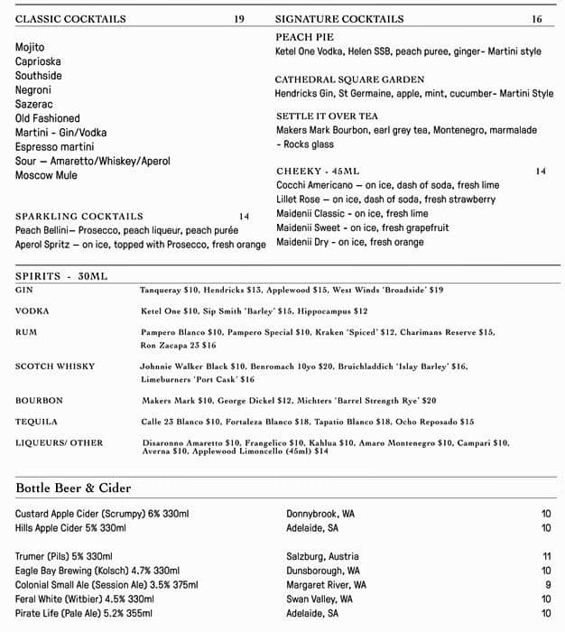 Petition Kitchen Menu, Menu untuk Petition Kitchen, Perth CBD, Perth