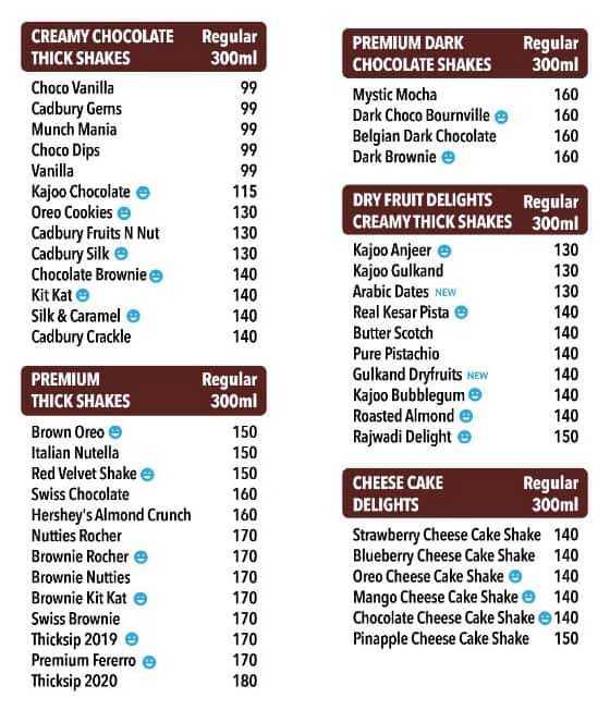 Shake Tank menu