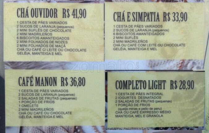 Clássicos Manóh cardápio