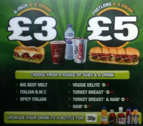 Subway menu