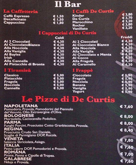 Menu di De Curtis 