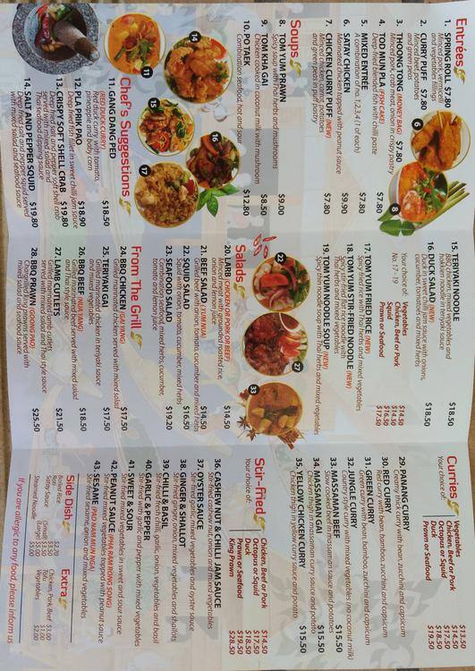 Thai Pantry Menu Menu For Thai Pantry Wahroonga Sydney