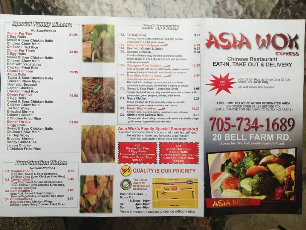 Asia Wok Menu, Menu for Asia Wok, Barrie, Barrie - Urbanspoon/Zomato