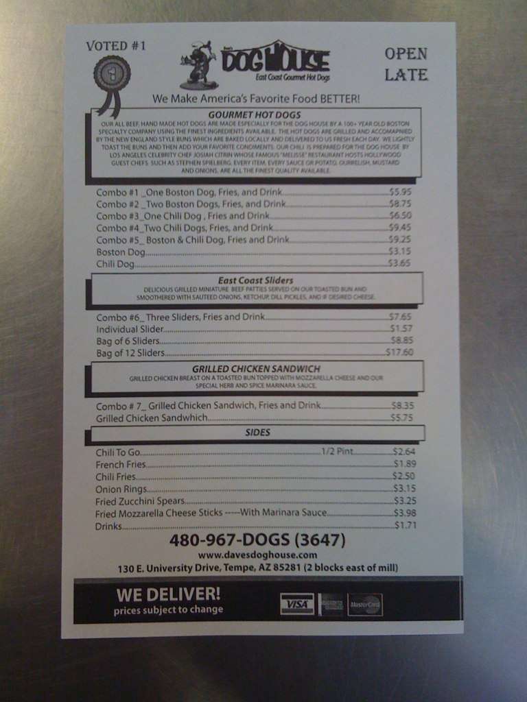 Dave's Dog House Menu, Menu for Dave's Dog House, Tempe, Tempe Urbanspoon/Zomato