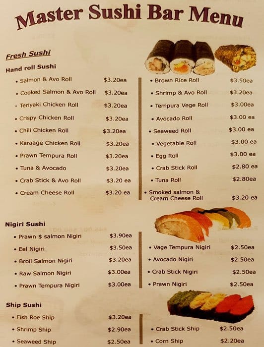 Master Sushi Menu, Menu for Master Sushi, Coolangatta, Gold Coast ...