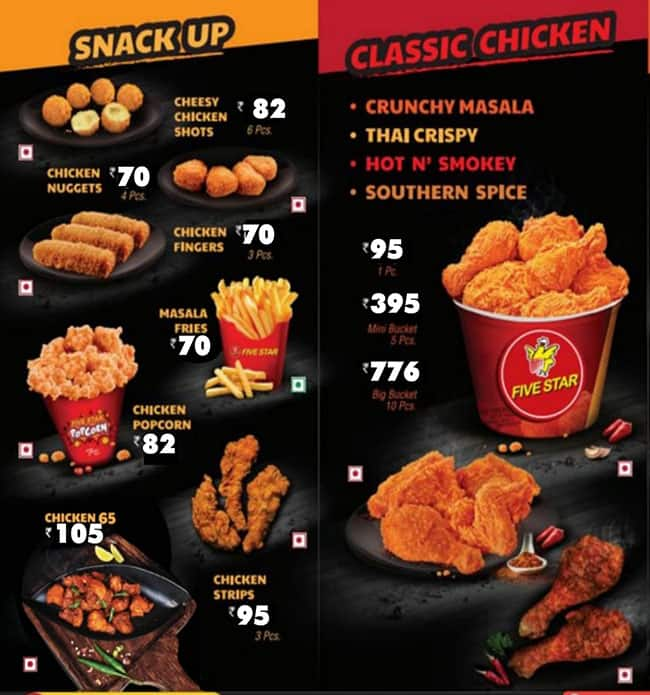 Menu at Five Star Chicken, Bengaluru, Chandapura-Anekal Road