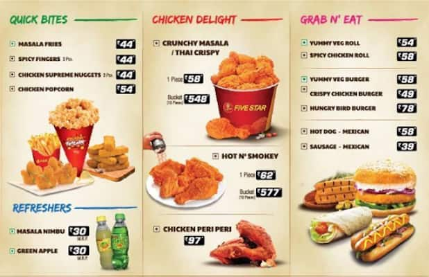 Menu at FIVE STAR CHICKEN, Bengaluru, Shop No2