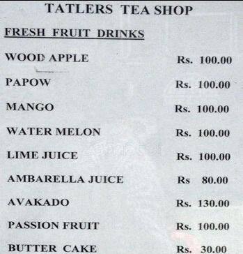 Carta de Tatlers Tea