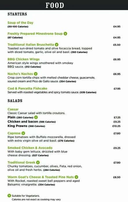 Aqua Bar & Grill - Bromley menu