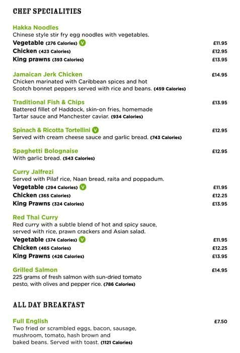 Aqua Bar & Grill - Bromley menu