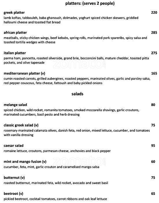 Pool Bar African Pride Melrose Arch Hotel Menu Zomato SA