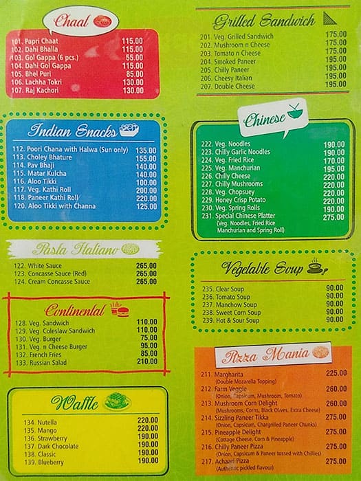 Menu at Gopal's Sweets, Chandigarh, 41718