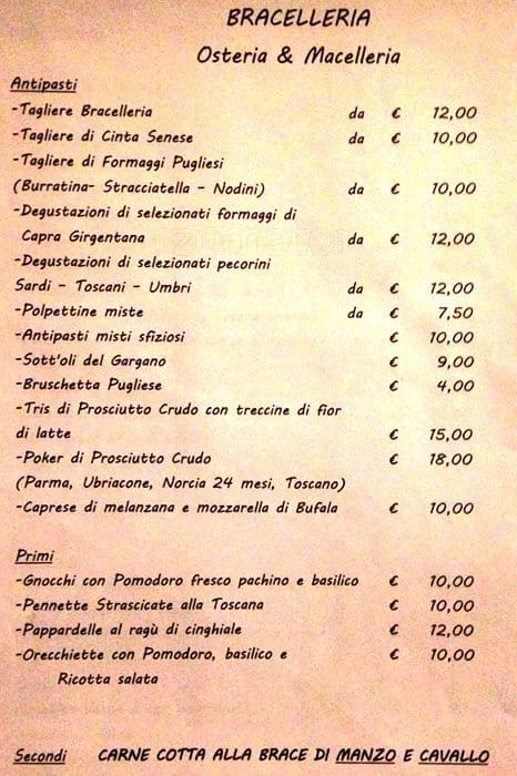 Menu de Bracelleria