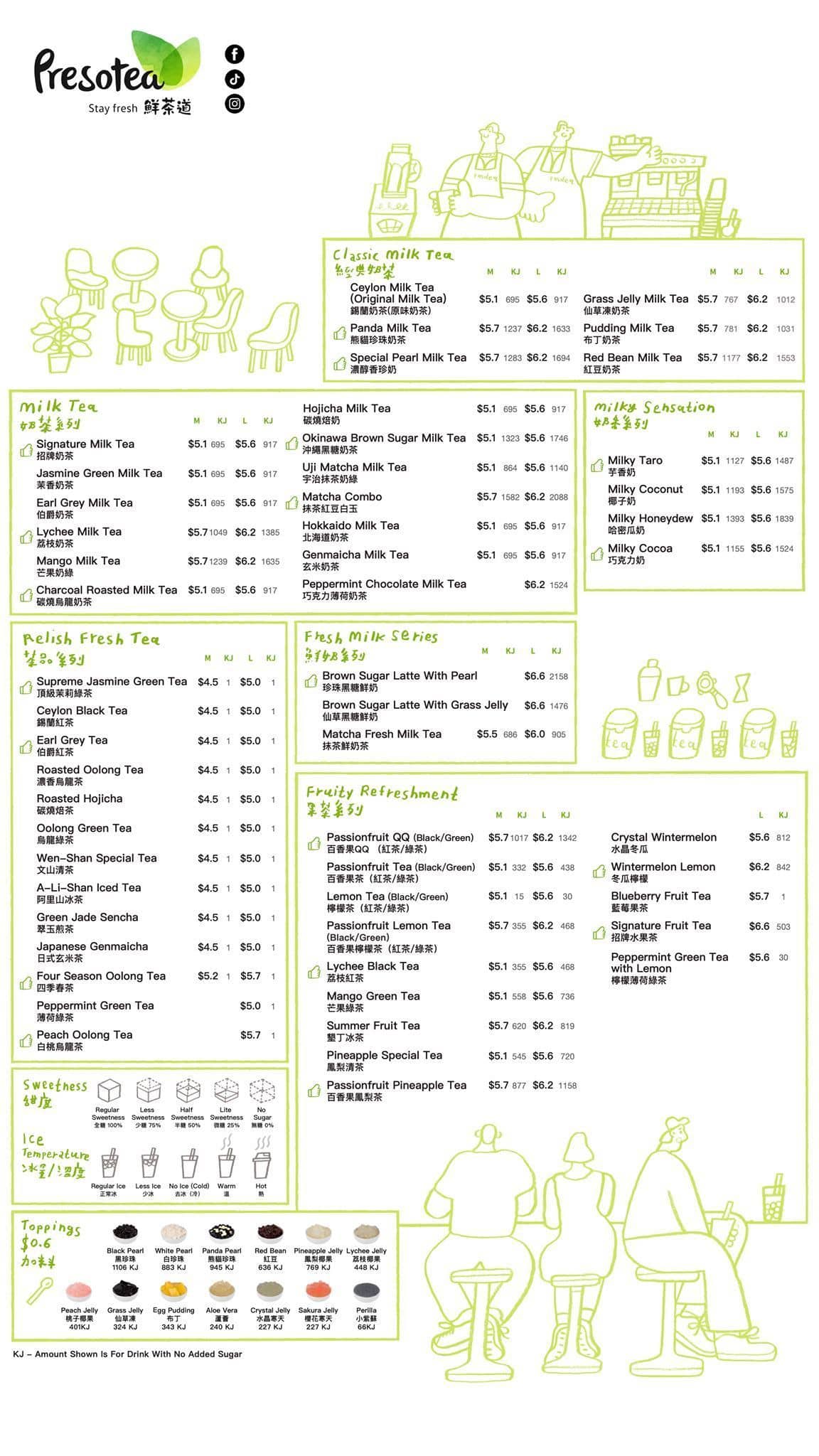 Menu at Presotea, Highgate, 37/602 Beaufort St