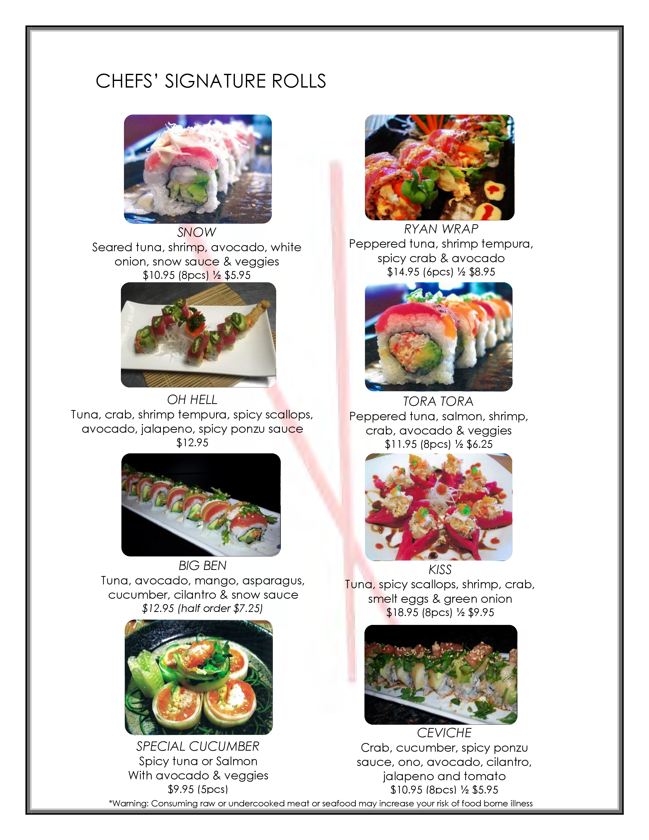 Carta de Sushi Kawa