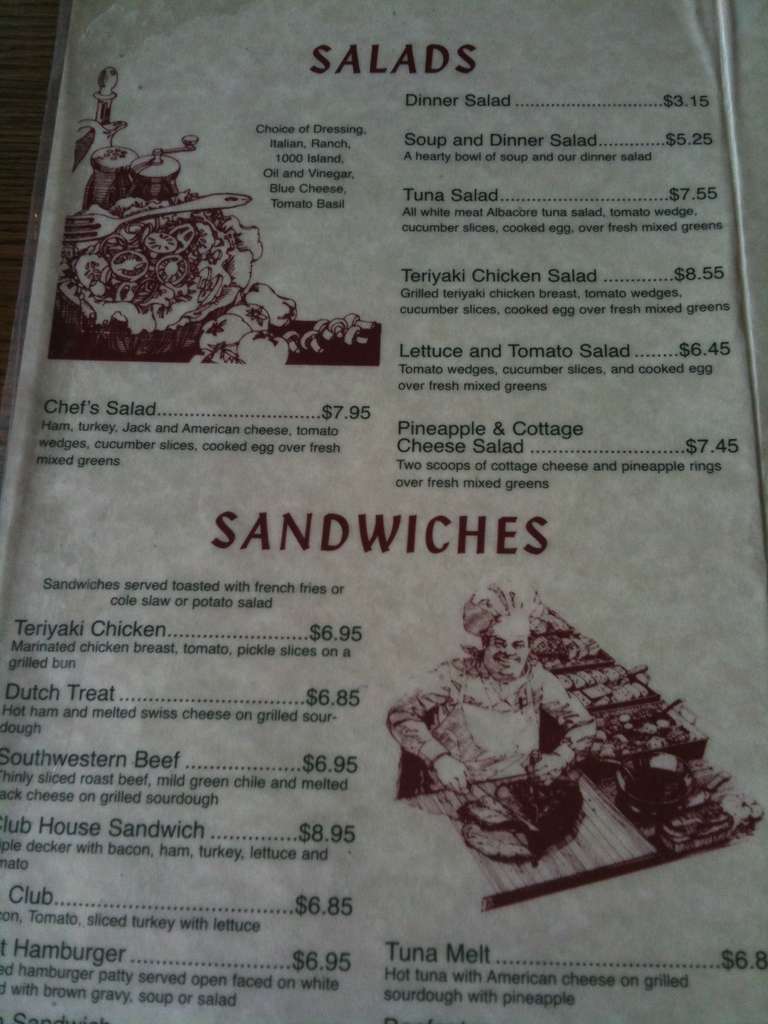 Menu at Little Wonder Cafe, Richfield