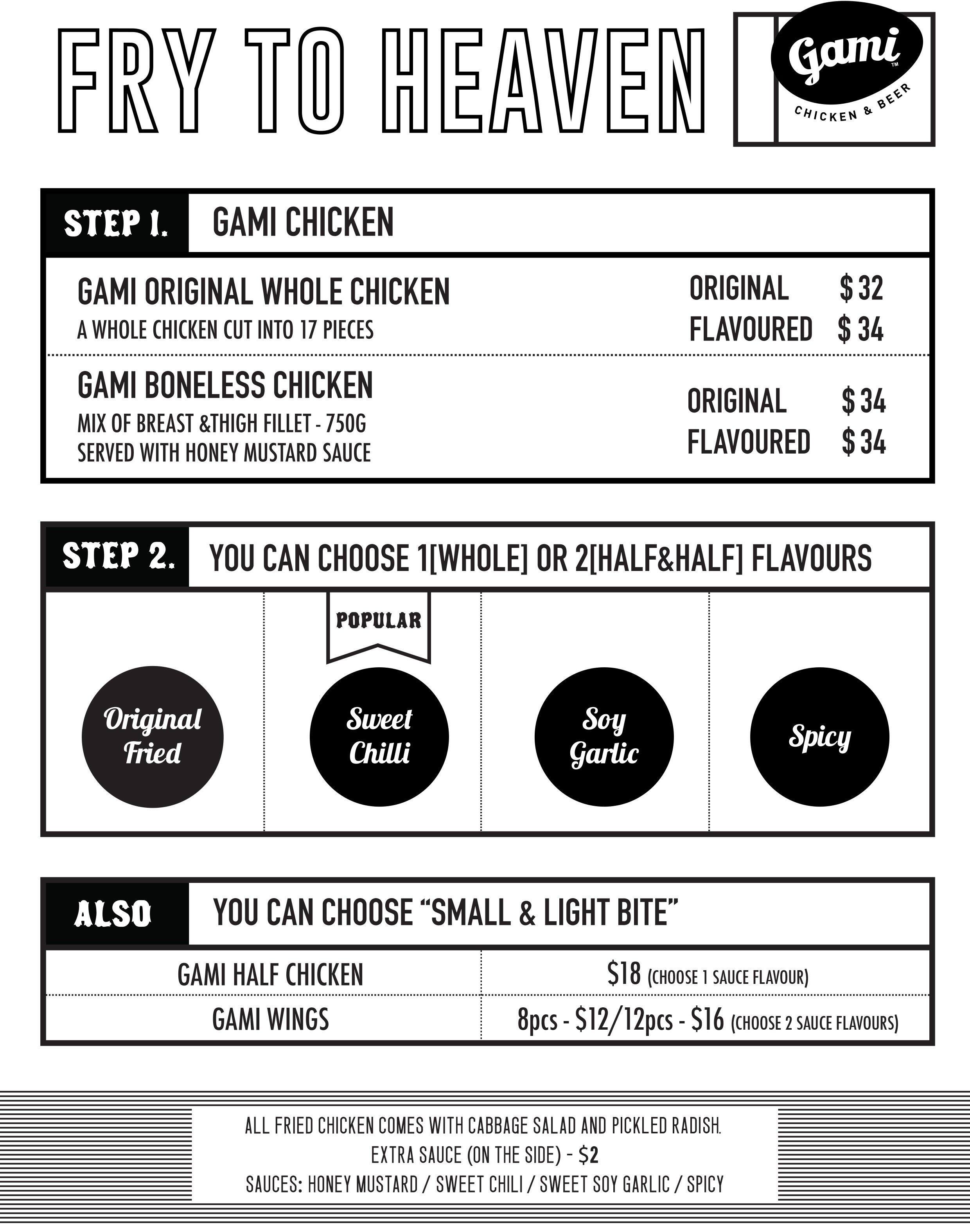 Gami Chicken and Beer a Perth Foto del Menu con Prezzi Urbanspoon/Zomato