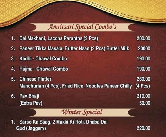Menu at Amritsari Punjabi Dhaba 2 Best Punjabi Dhaba in Udaipur, Udaipur