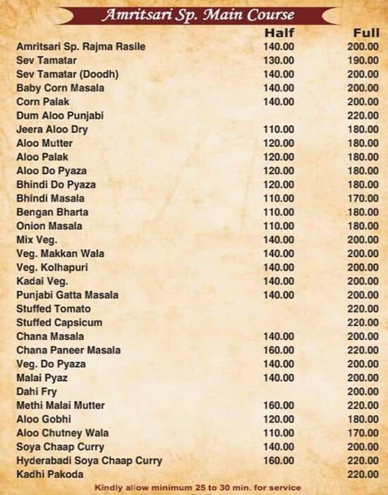 Menu at Amritsari Punjabi Dhaba 2 Best Punjabi Dhaba in Udaipur, Udaipur