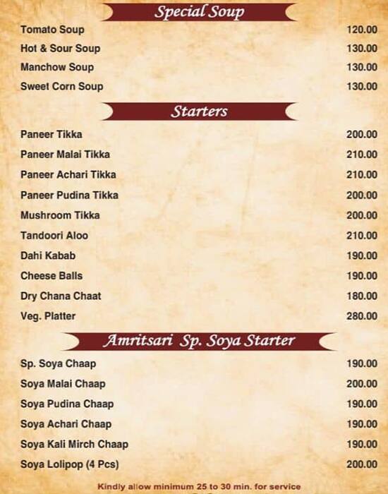 Menu at Amritsari Punjabi Dhaba 2 Best Punjabi Dhaba in Udaipur, Udaipur