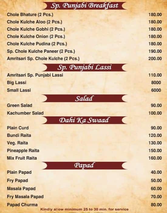 Menu at Amritsari Punjabi Dhaba 2 Best Punjabi Dhaba in Udaipur, Udaipur