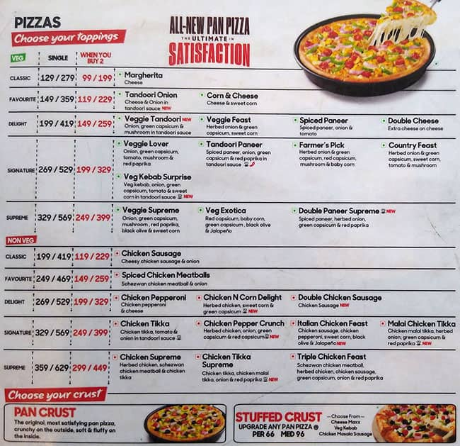 New Pizza Hut Menu Card - Menu Card On Display N Open Kitchen Picture ...