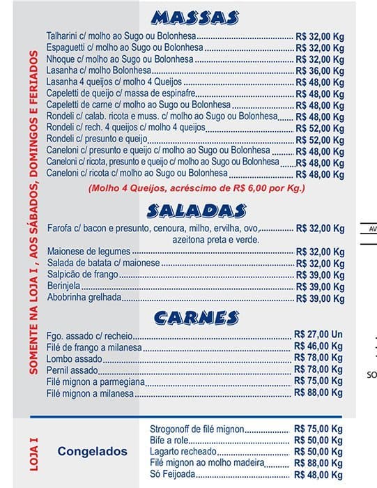 Osvaldo Bolos cardápio