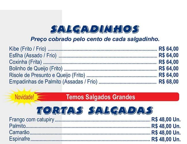 Osvaldo Bolos cardápio