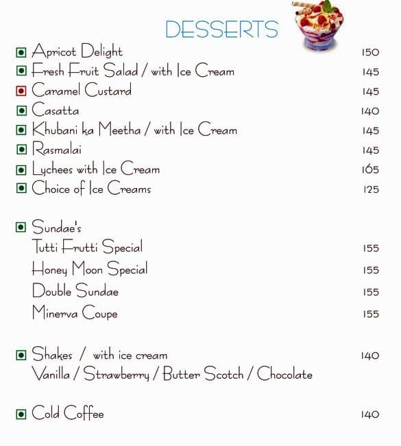 Blue Fox menu