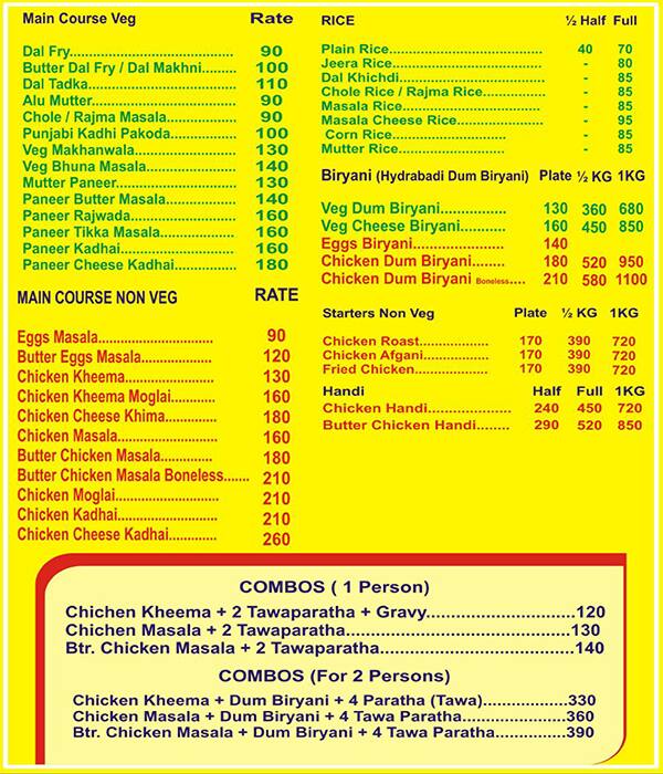 Menu at Amar Paratha & Biryani House, Pune, Shop No.6