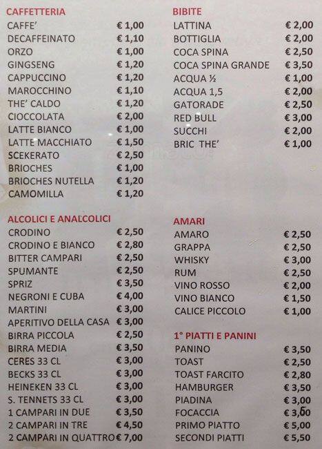 Menu di Elite caffe 
