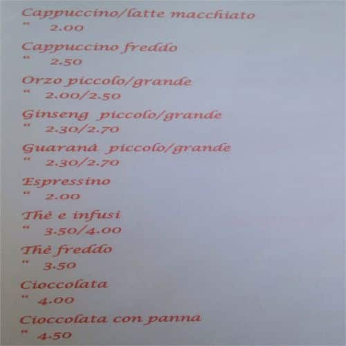 Menu de Enoteca Bar Carrera